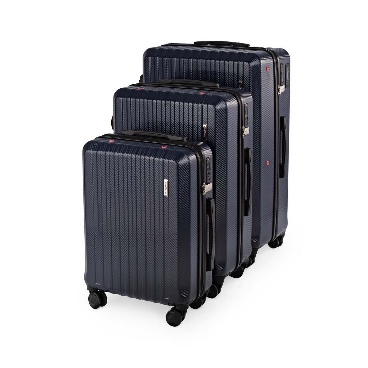 Fotografie Sada 3ks cestovních kufrů na kolečkách Compactor Terra,S+L+XL, včetně pumpy,váhy,zámek TSA,tmavě modré
