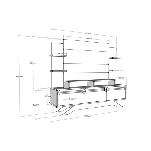 TV-Möbel Delpi Walnut and White