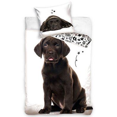 Pościel bawełniana Szczeniak Brązowy Labrador, 140 x 200 cm, 70 x 90 cm
