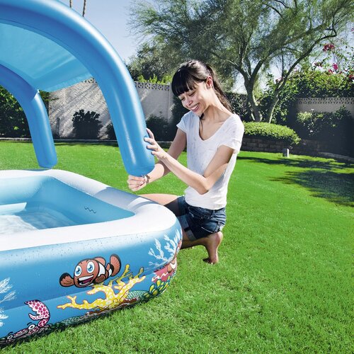 Bestway Aufblasbares Planschbecken mit Dach, 147 x 147 x 122 cm