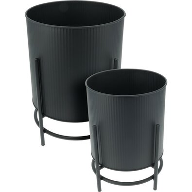 Set de suporturi metalice pentru flori Celano negru, 2 buc.
