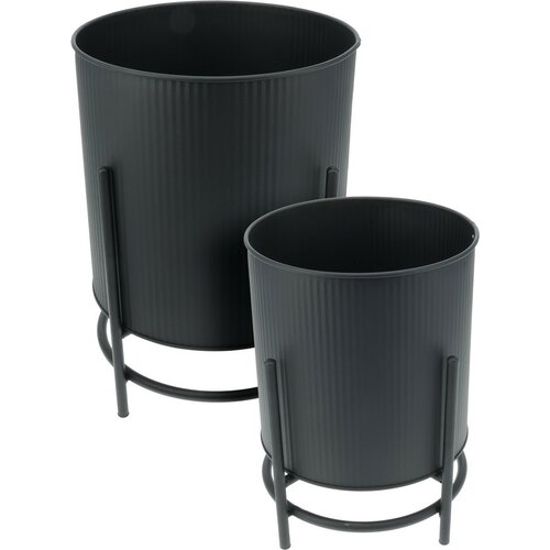 Set de suporturi metalice pentru flori Celano negru, 2 buc.