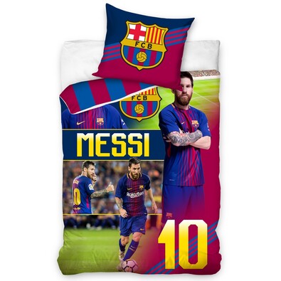 Lenjerie de pat, din bumbac, FC Barcelona Messi, 140 x 200 cm, 70 x 90 cm