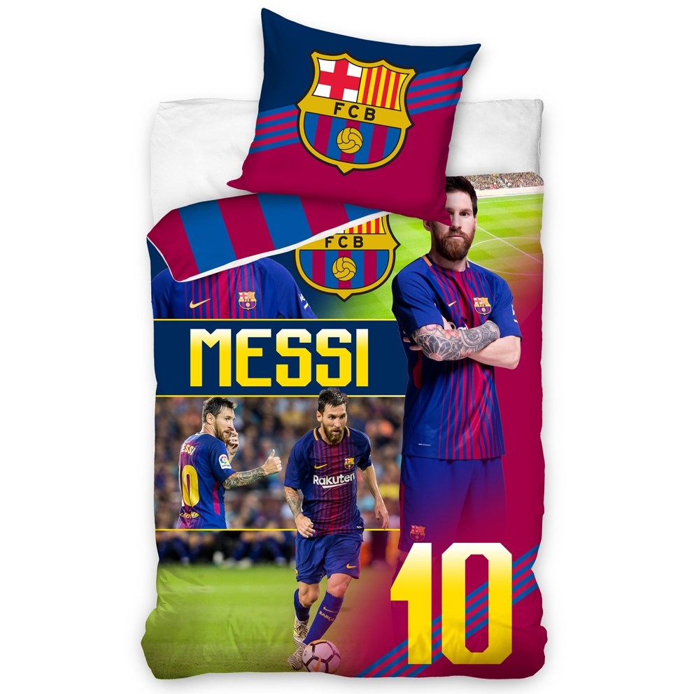 Carbotex Bavlnené obliečky FC Barcelona Messi, 140 x 200 cm, 70 x 90 cm