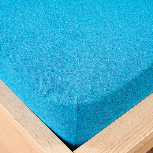 4Home Frottee-Spannbettlaken Blau, 90 x 200 cm