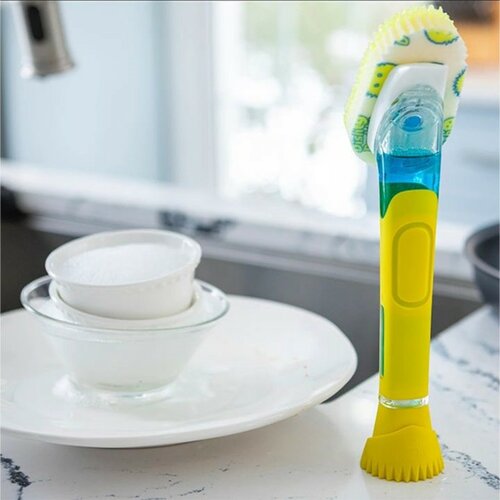 Burete de spălat vase Scrub Daddy Dish Daddy, cumâner și dozator de detergent