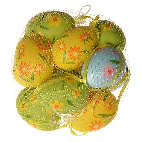 Sada veľkonočných vajíčok v sieťke 12 ks farebná, 6 cm