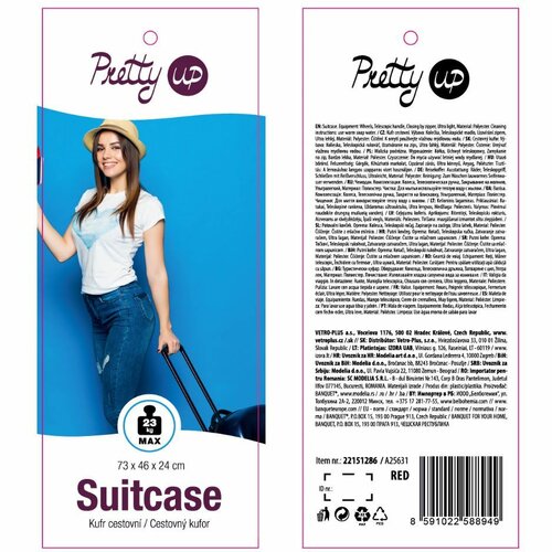 Pretty UP Travel Textilkoffer TEX28 L, rotrot,