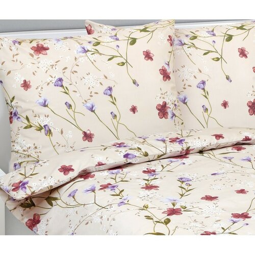 Bellatex Бавовняна постільна білизна Квіти бежева,140 x 200 см, 70 x 90 см