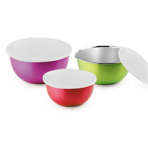 Nerezové misky do mikrovlnnej rúry MICROWONDER,sada 3 kusov, mix farieb