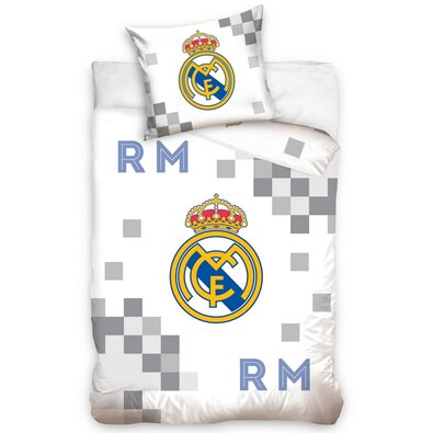 Pościel bawełniana Real Madrid Dados Grey, 140 x 200 cm, 70 x 90 cm