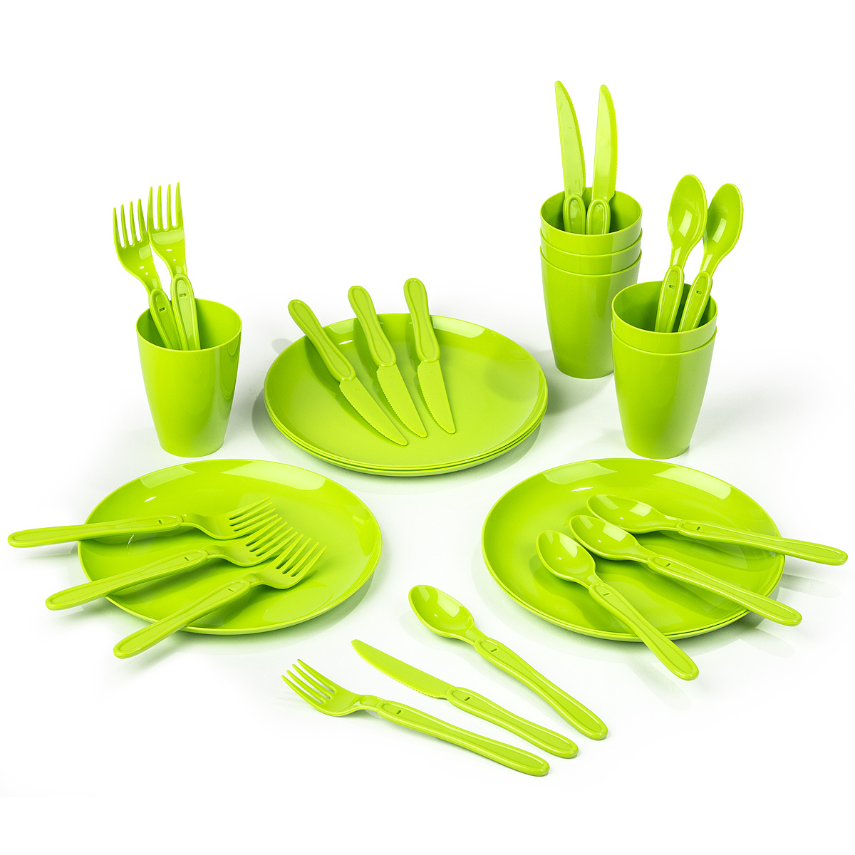 Set vase Piknik, din plastic, 31 buc.,,verde