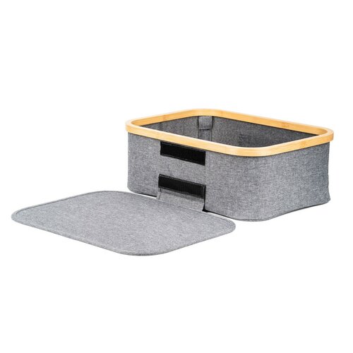 Úložný box G21 40 x 30 x 15 cm, bambusový s víkem, šedý