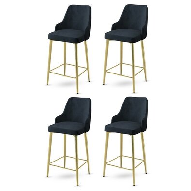 Barstuhl-Set Enox Anthrazit und Gold, 4 Stück