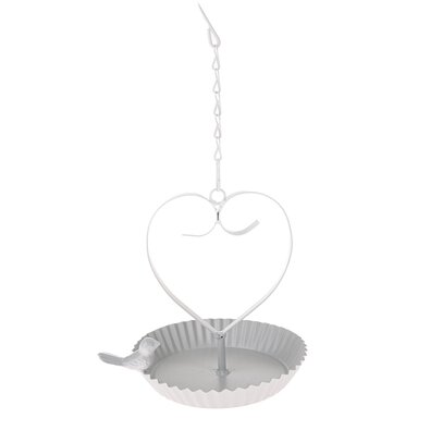 Závesné kovové kŕmidlo Bird´s heart biela, 18 x 21 cm