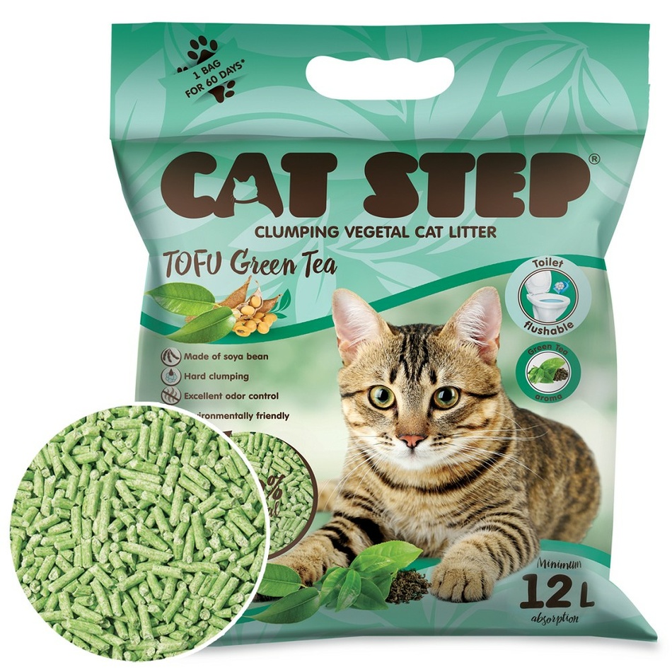 Cat Step Hrudkujúca podstielka Tofu Green Tea 5,4 kg, 12 l