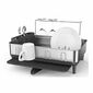 Simplehuman Geschirrabtropfer mit Glashalter, Edelstahlrahmen, grau
