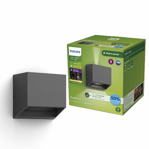 Philips Alix UltraEfficient kinkiet zewnętrzny LED antracytowy, 4,3 W, 800 lm, 2700 K