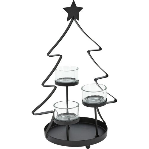Vánoční kovový svícen Tree, 18 x 29 x 13 cm