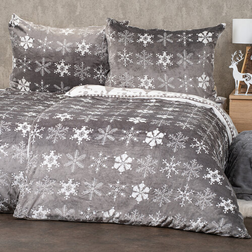 4Home Різдвяна постільна білизна з мікрофланелі Christmas time сірий, 140 x 220 см, 70 x 90 см