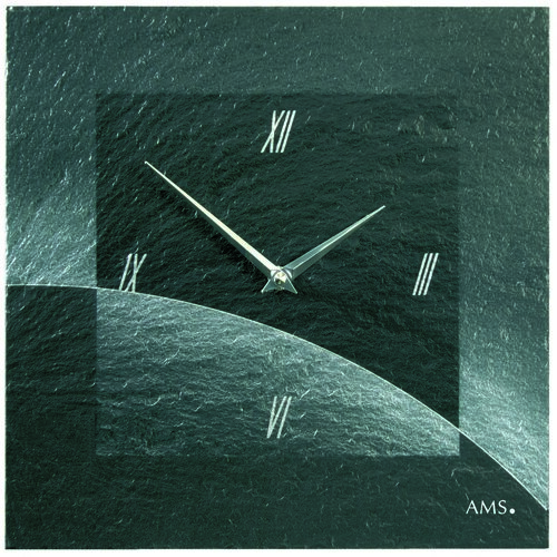 AMS 9518 designové nástěnné břidlicové hodiny, 30 x 30 cm