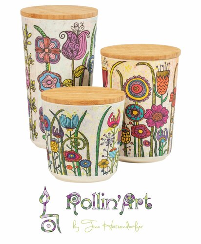 Wenko posoda z bambusovim pokrovom Flowers, 950 ml