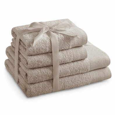 AmeliaHome Handtuch- und Badetuch-Set Amari beige, 2 Stück 50 x 100 cm, 2 Stück 70 x 140 cm