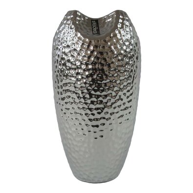 Keramična vaza Silver dots srebrna, 29 cm