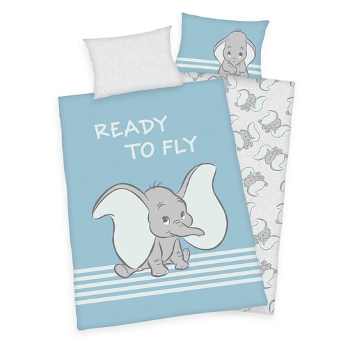 Бавовняна постільна білизна для дитячого ліжечка Dumbo Ready to fly, 100 x 135 см, 40 x 60 см