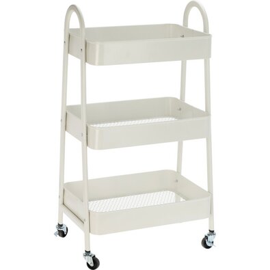 Cărucior metalic de bucătărie Storage Solutions cu 3 rafturi 44 x 31,5 x 79,5 cm, alb