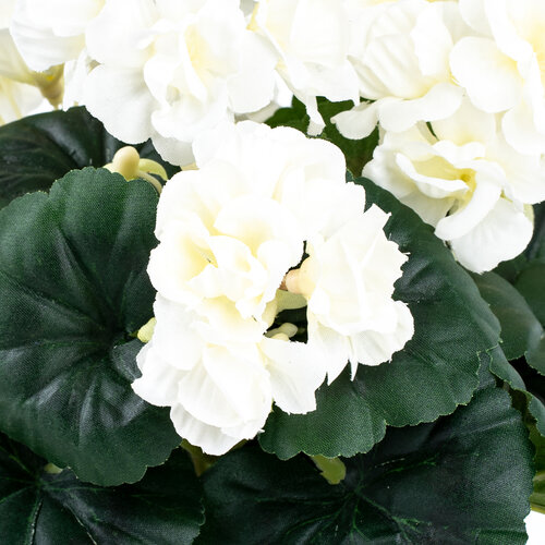 Floare artificială Mușcate în ghiveci, albă,26 x 10 x 10 cm