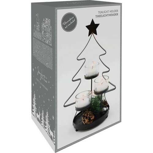 Vánoční kovový svícen Tree, 18 x 29 x 13 cm