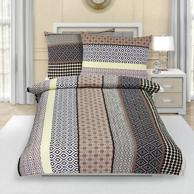 Krep posteljnina Pruhy bež , 140 x 200 cm, 70 x 90cm