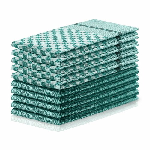 DecoKing Geschirrtuch Louie Dunkelgrün, 50 x 70 cm, Set 10 Stück