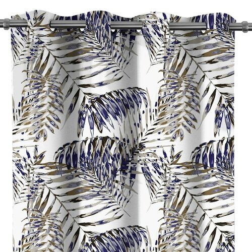 Restilo Blackout Palm Leaves függöny, kék, 140 x 245 cm