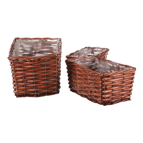 Übertopf-Set aus Weide Garden, 3 Stück, 3 Größenbraun  ,