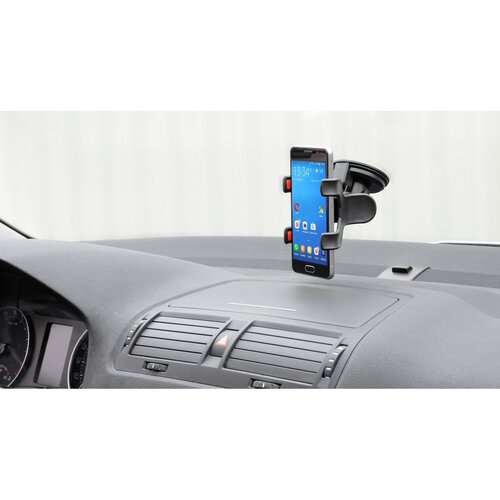 Suport pentru telefon / GPS pe ventuză Compas Double Clips, negru