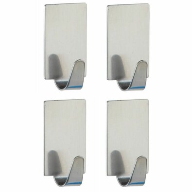Wenko Set of 4 stainless steel self-adhesive hooks