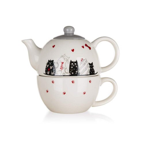 Banquet Керамічний чайник з чашкою CATS
