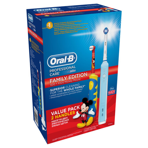 Oral B rodzinne opakowanie szczoteczka do zębów Profesional 500 + szczoteczka dla dzieci Mickey
