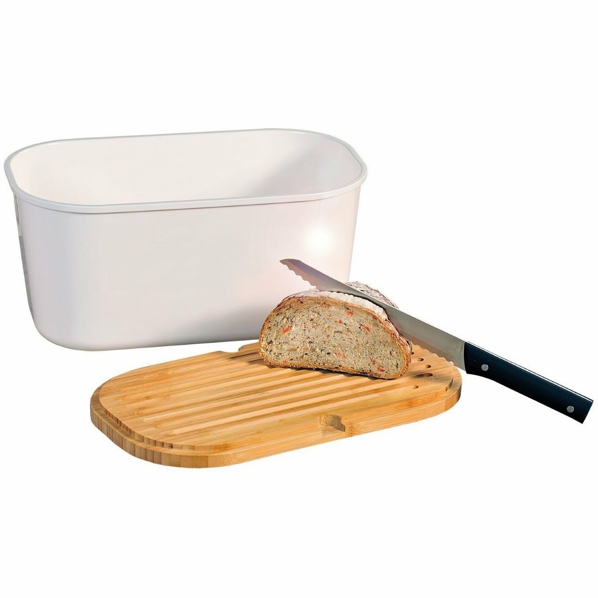 Kesper 58080 Kenyértálca vágódeszkával, fehér, 37x 18 x 21,5 cm, 37 x 18 x 21,5 cm termék 2. képe