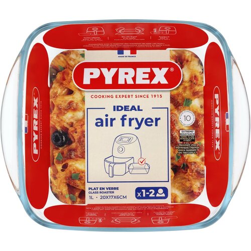 Pyrex négyzet alakú sütőtál Air Fryer 1 l, 20 x 17 x 6 cm