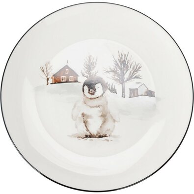 Porcelanasti plitki krožnik Winter Penguin, 27 x2,6 cm