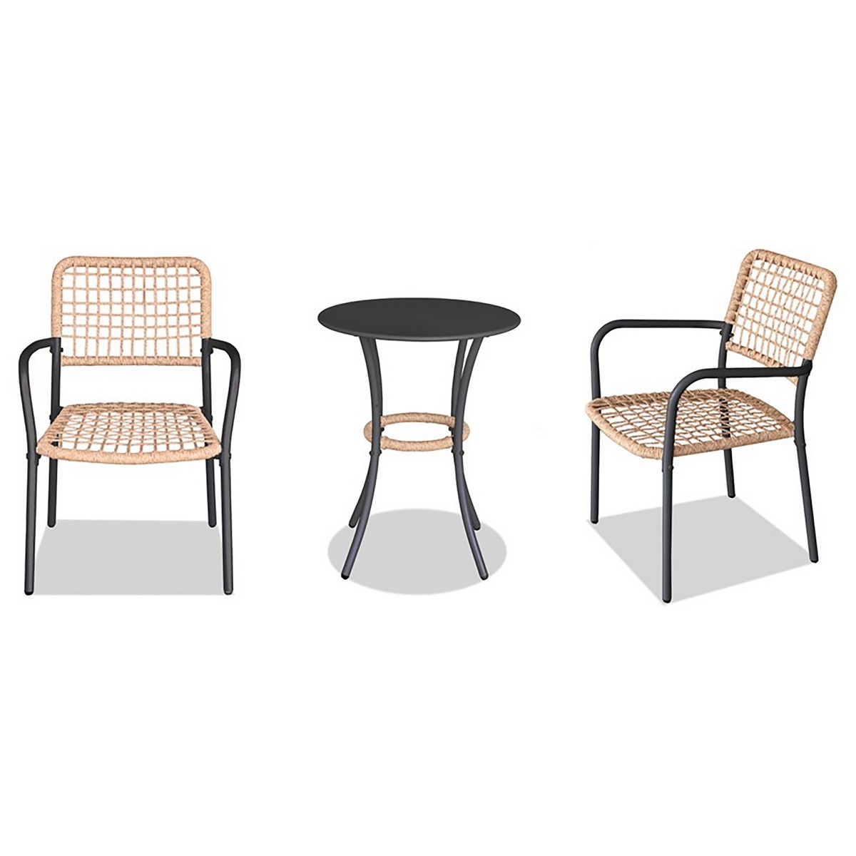 Autronic Zestaw balkonowy 1+2, metal, polirattan,naturalny, AZ-L1103 NAT