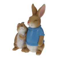 Rabbit family kerti dekoráció, kék, 15,8 x 10,3 x 23,5 cm