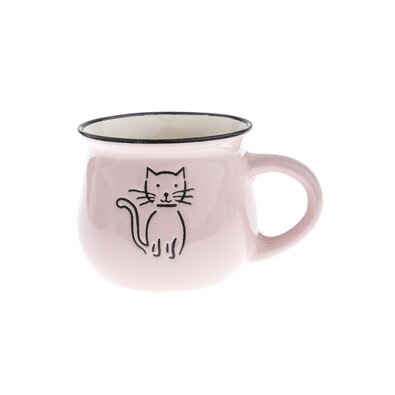 Keramikbecher Katze 75 ml, Rosa