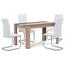 Set masă MDF cu 4 scaune albe, stejar Sonoma