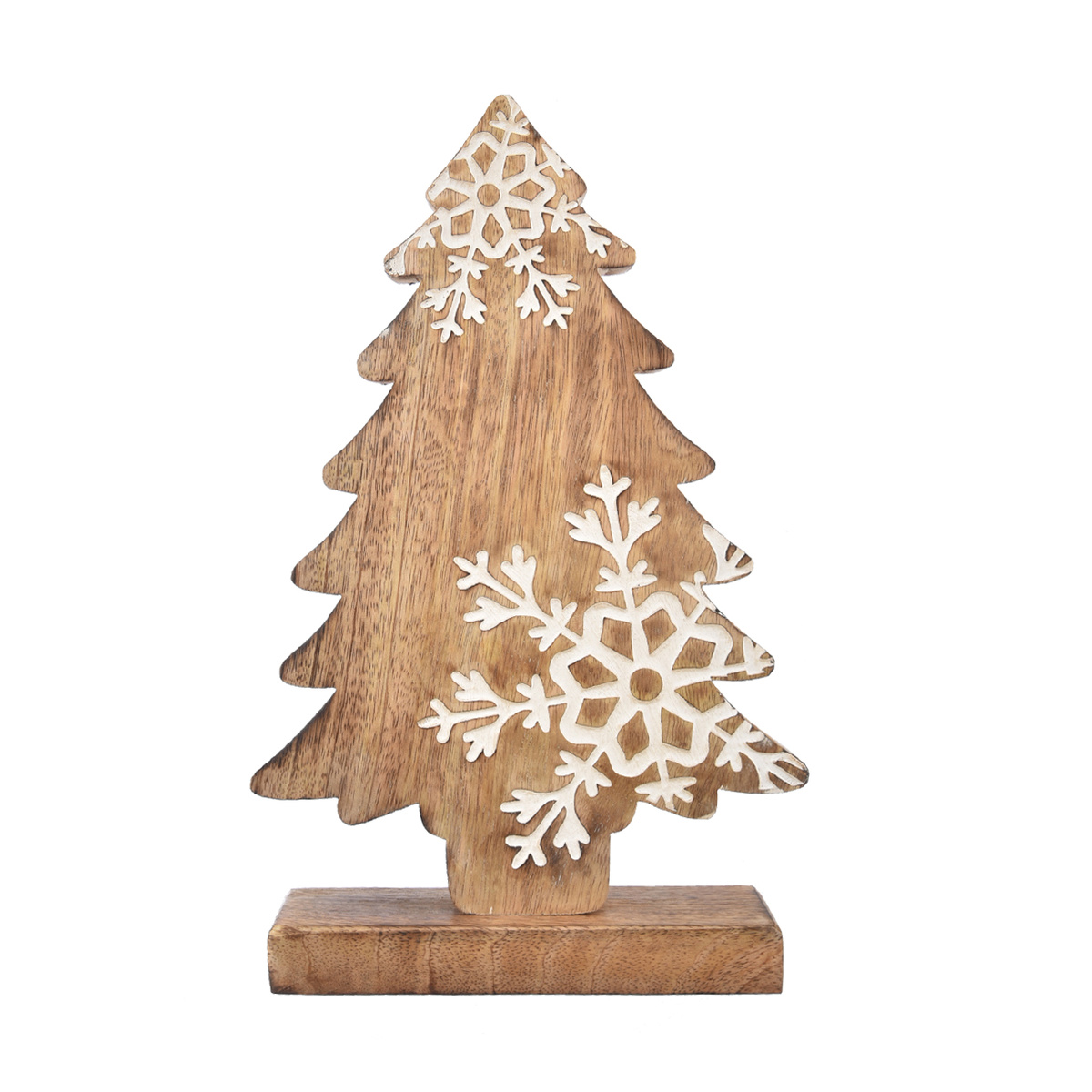 4Home Dekorace z mangového dřeva Snowflake Tree, 33 cm