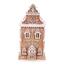 Dekoracja świąteczna Wieżyczka z piernika z różowym dachem, poliresin, LED, brązowy