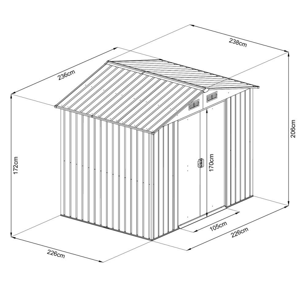 Avenberg Záhradný domček na náradie 2,4 × 2,4 m SD-X0808-H170, zelený, 2,4 x 2,4 cm